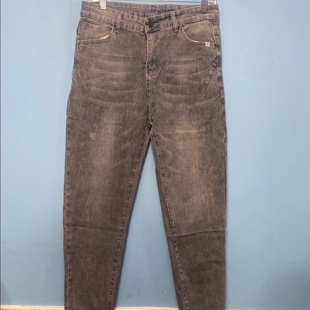 Gray Slim Jeans with Distressed Look